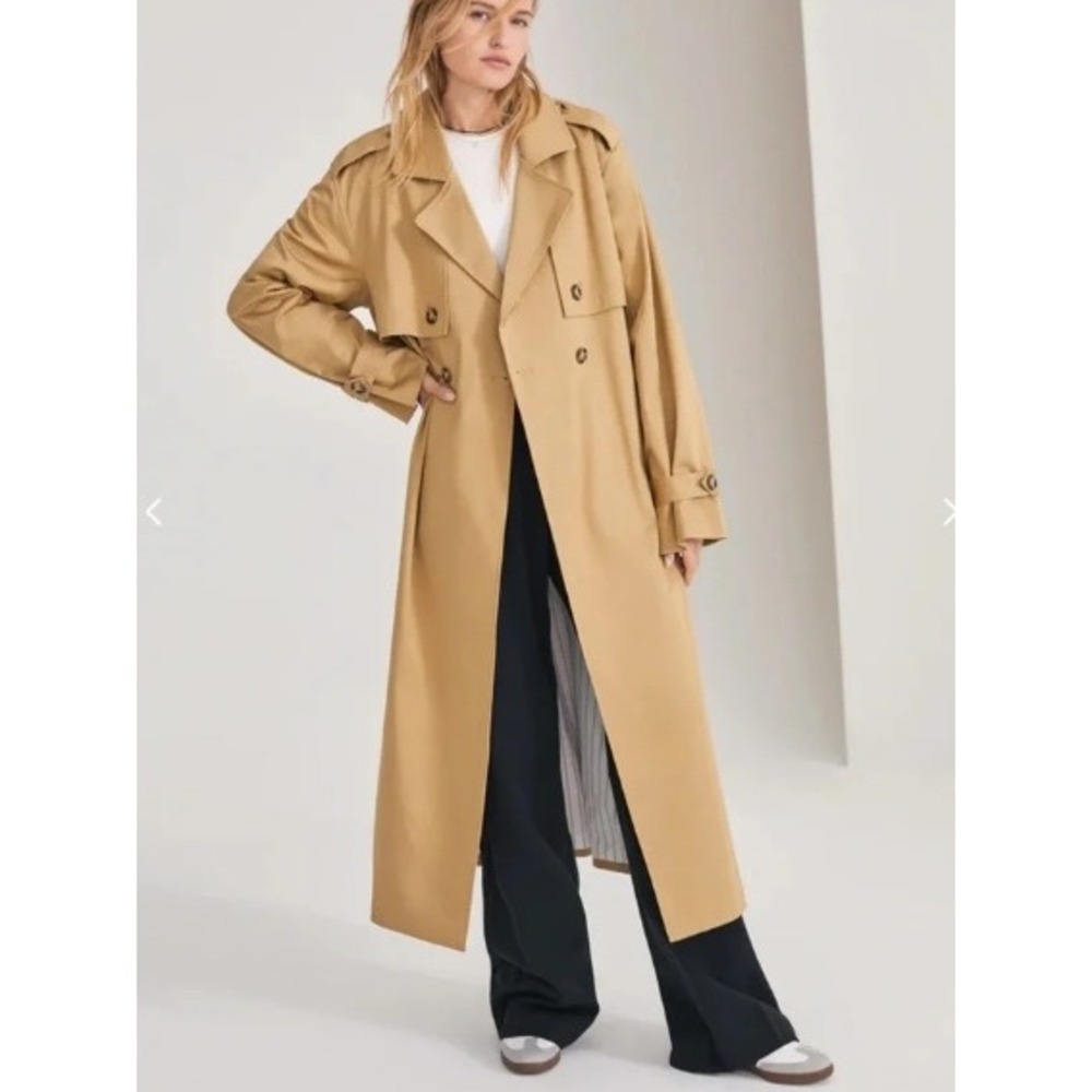 Favorite Daughter The Charles Trench Coat Small Oversized Classic MISSING BELT